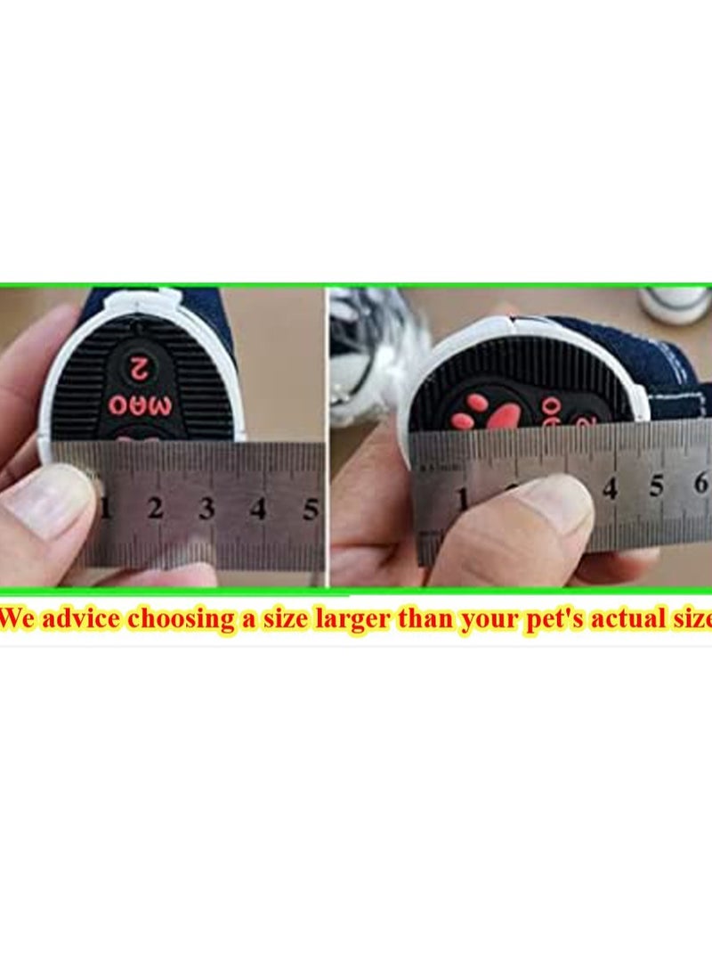 SOLARAE أحذية كلاب قابلة للتنفس، أحذية رياضية قماشية غير قابلة للانزلاق، أحذية كلاب بقاعدة مطاطية غير قابلة للانزلاق، أحذية جرو وكلاب وحماة للأقدام للأسطح الساخنة، للمشي في الهواء الطلق، للأرضيات الصلبة الداخلية (أزرق، 4 قطع) - Image 3