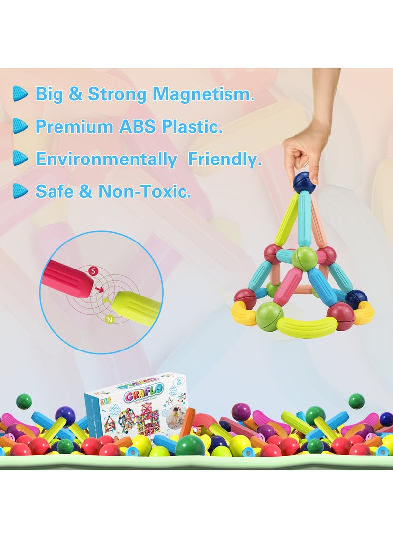 GRAFLO Magnetic Building Blocks Magnetic Sticks and Balls Game Set Construction Set 48 Pcs Early Educational STEM Learning Montessori Preschool Toys Magnet Construction Set for Kids 3+ years  - Image 3