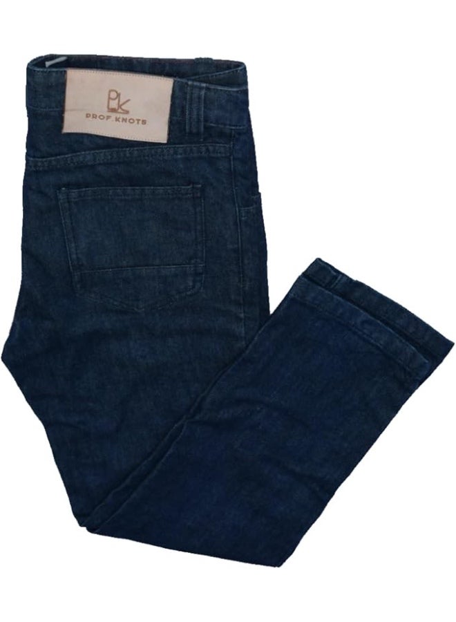 PROF.KNOTS Boy's Jeans, PROF, KNOTS Classic Fit Denim Pants, Blue 100% Cotton Non-Stretch, 5-Pocket Casual Trousers for Kids - Image 1
