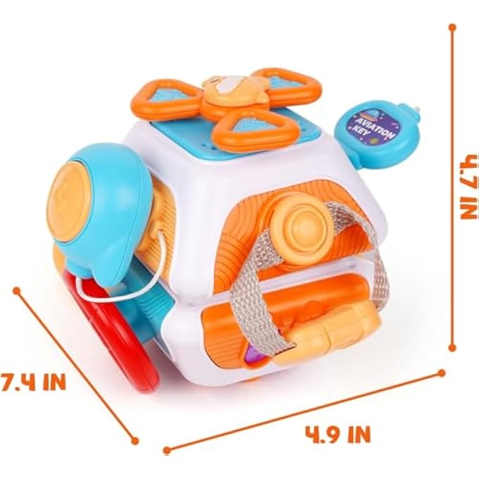 AM ANNA 10 in 1 Busy Cube Baby & Toddler Toys, Montessori Sensory Toys for Toddler 1-3, Infant Carseat Plane Travel Toy, Educational Learning Activities, Baby Birthday Gift 6 9 12 18 Months Boy Girl - Image 2