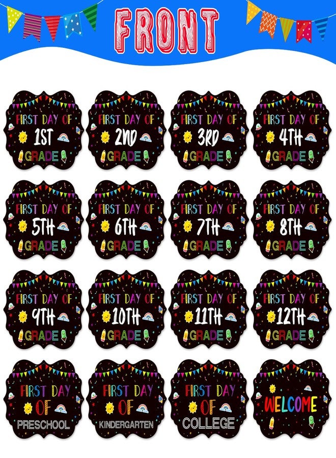 JUESMOS First and Last Day of School Sign Double Sided Back to School Chalkboard Style Photo Prop Signs for Kids Girls Boys Reusable 15 Grades Preschool Kindergarten First Grade Photo Props Supplies - Image 2