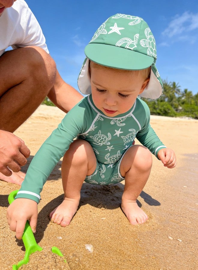 ADUKIDE 3-6 Months Baby Swimsuit Boys Infant One Piece Rash Guard Bathing Suit with Hat Sea Turtle Swimwear UV Protection - Image 3