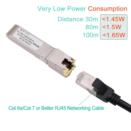 Wiitek 100 Meters, 10Gb SFP+ to RJ45 Modules, 1G/2.5G/5G/10GBase-T Ethernet Copper to SFP+ Transceiver for Ubiquiti UF-RJ45-10G, Plugin 10Gb SFP+ Port, Very Low Power Consumption - Image 4