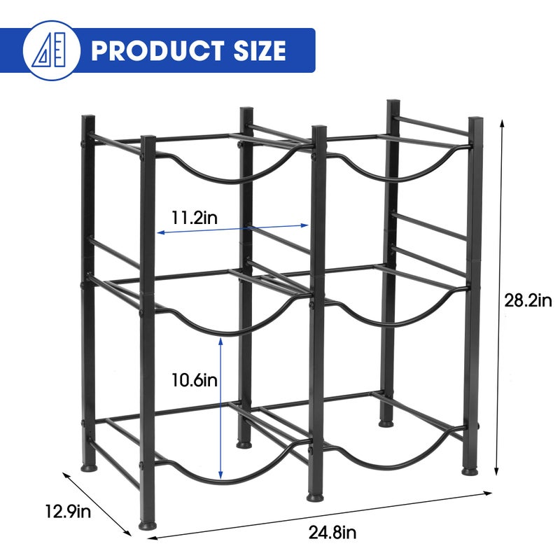 Klvied 5 Gallon Water Jug Holder - 3 Tier Rack, Heavy Duty Stand for 6 Bottles with Lifter and Cap - Image 3