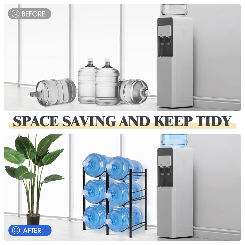 Klvied 5 Gallon Water Jug Holder - 3 Tier Rack, Heavy Duty Stand for 6 Bottles with Lifter and Cap - Image 4