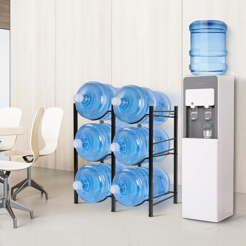 Klvied 5 Gallon Water Jug Holder - 3 Tier Rack, Heavy Duty Stand for 6 Bottles with Lifter and Cap - Image 2