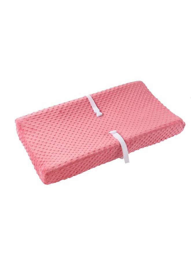 QUENESS Baby Changing Pad Cover, Super Soft Plush Dot Diaper Changing Table Covers for Baby Girls and Boys, Ultra Comfortable, Safe for Babies, Fit 32"/34'' x 16" Pad (Strawberry Red) - Image 1