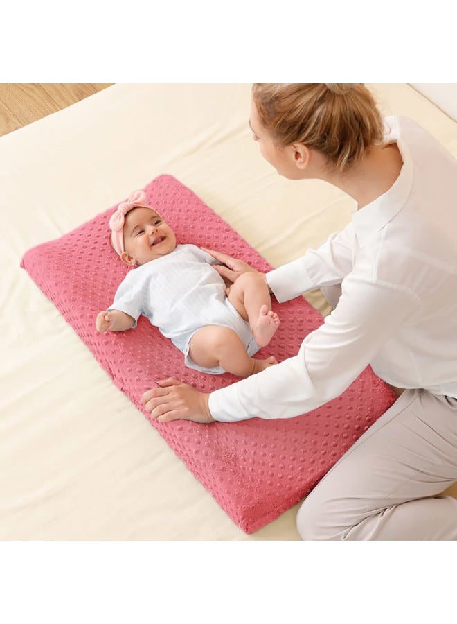 QUENESS Baby Changing Pad Cover, Super Soft Plush Dot Diaper Changing Table Covers for Baby Girls and Boys, Ultra Comfortable, Safe for Babies, Fit 32"/34'' x 16" Pad (Strawberry Red) - Image 3