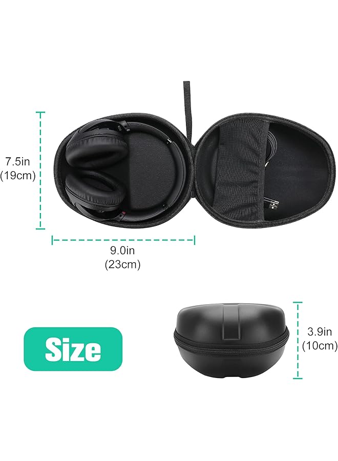 Procases Hard Shell Headphone Case For Sony Beats Philips Bose Jbl Maxell Panasonic Audio Technica Skullcandy And More Travel Carrying Bag With 2 Earpad Covers Black - Image 5