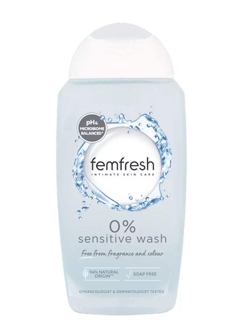 فيم فريش Femfresh غسول حميم 0% للبشرة الحساسة، خالٍ من العطور، 250 مل - Image 1