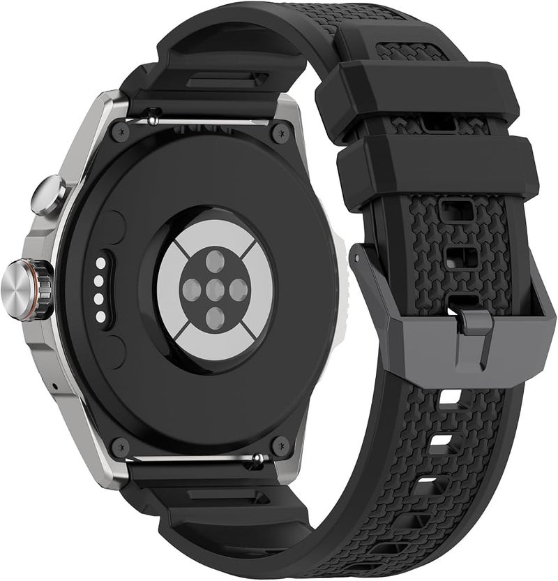 Disscool 24mm Replacement Adjustable Wristbands Compatible with Ticwatch Atlas/Pro 5 Enduro/Pro 5 Comfortable Silicone Wrist with Quick Release Strap Smart Watch Accessories(Black) - Image 1