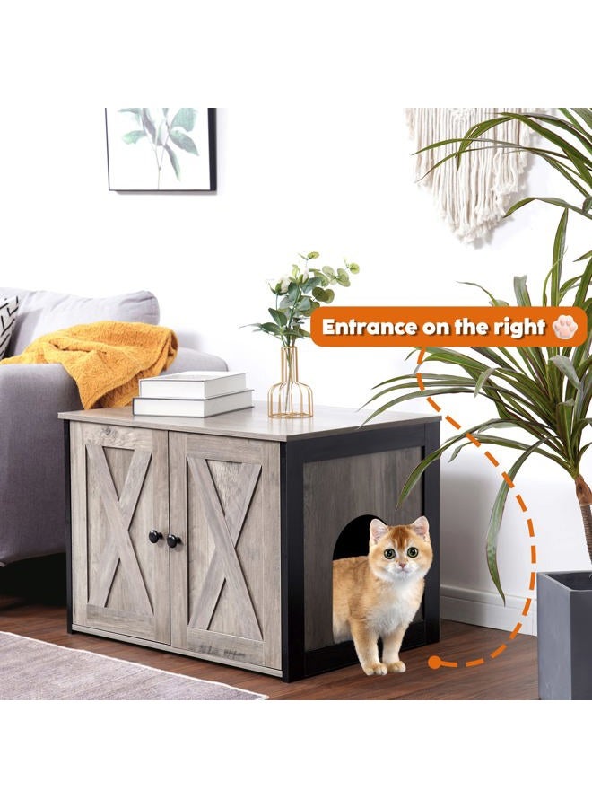 DWANTON Litter Box Enclosure, Cat Litter Box Furniture Hidden, Reversible Entrance Can Be on Left or Right Side, Wooden Cat Washroom Indoor, Fit Most of Litter Box, 27.6 x 19.7 x 19.7 Inches - Image 2