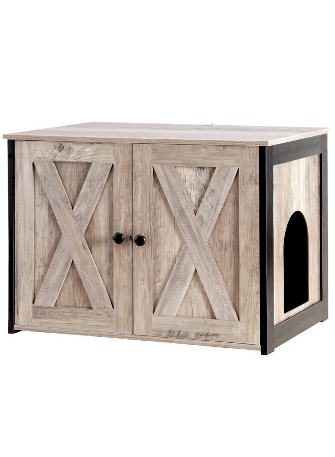 DWANTON Litter Box Enclosure, Cat Litter Box Furniture Hidden, Reversible Entrance Can Be on Left or Right Side, Wooden Cat Washroom Indoor, Fit Most of Litter Box, 27.6 x 19.7 x 19.7 Inches - Image 1