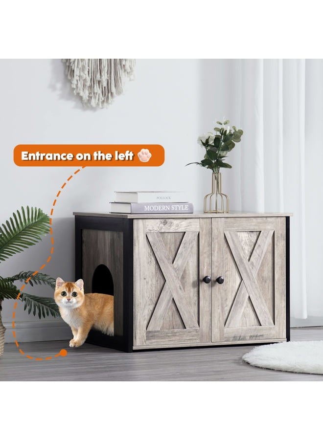 DWANTON Litter Box Enclosure, Cat Litter Box Furniture Hidden, Reversible Entrance Can Be on Left or Right Side, Wooden Cat Washroom Indoor, Fit Most of Litter Box, 27.6 x 19.7 x 19.7 Inches - Image 3