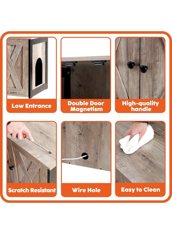 DWANTON Litter Box Enclosure, Cat Litter Box Furniture Hidden, Reversible Entrance Can Be on Left or Right Side, Wooden Cat Washroom Indoor, Fit Most of Litter Box, 27.6 x 19.7 x 19.7 Inches - Image 5