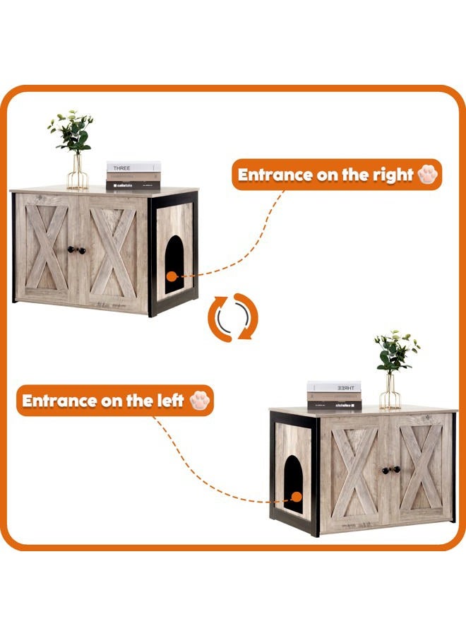 DWANTON Litter Box Enclosure, Cat Litter Box Furniture Hidden, Reversible Entrance Can Be on Left or Right Side, Wooden Cat Washroom Indoor, Fit Most of Litter Box, 27.6 x 19.7 x 19.7 Inches - Image 4