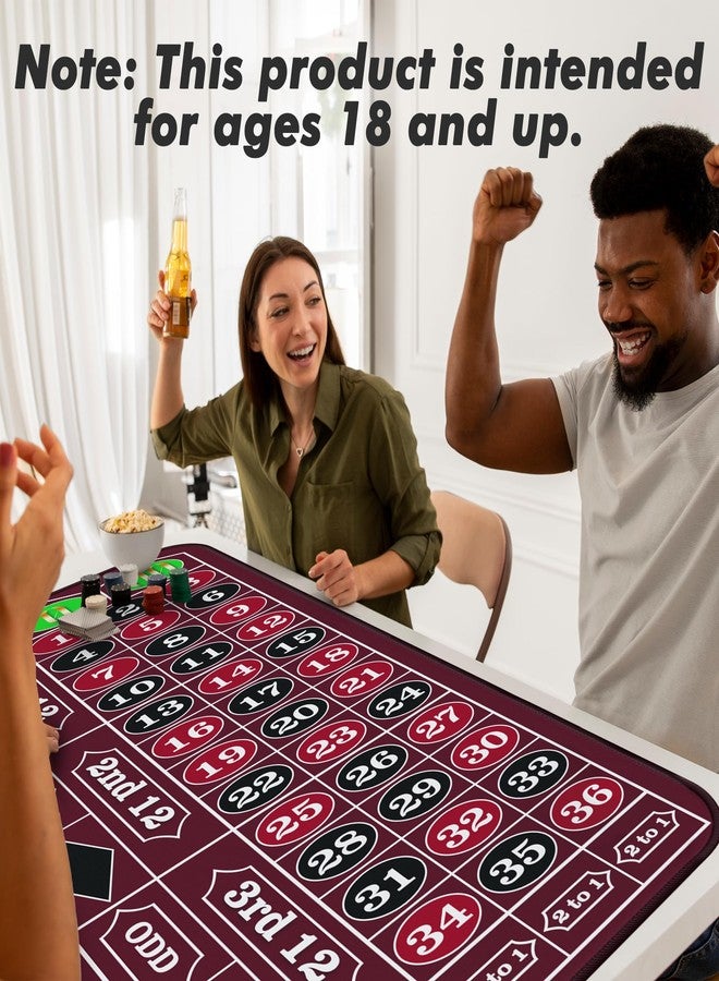 iEsstros Casino Roulette Mat 70" x 35" Rubber Table Mat with Storage Bag Win Marker Roulette Table Top Mat Casino Games for Adults-Red - Image 5