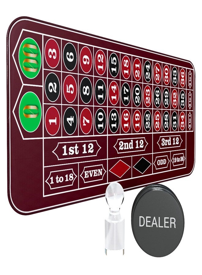 iEsstros Casino Roulette Mat 70" x 35" Rubber Table Mat with Storage Bag Win Marker Roulette Table Top Mat Casino Games for Adults-Red - Image 1