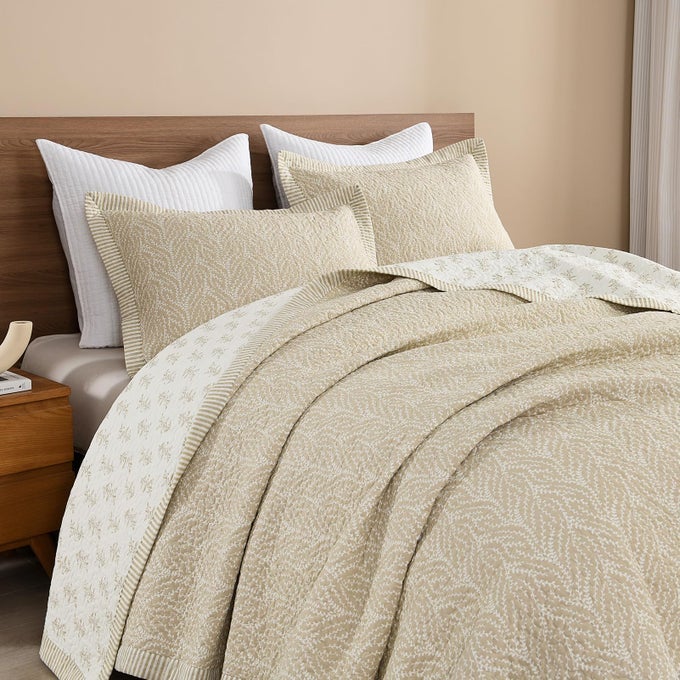QUILT SET KING SIZE 100 COTTON QUILT BEDDING SET BEDSPREAD BOTANICAL PATTERN SOLID COLOR CHIC LIGHTWEIGHT QUILTED COMFORTER FOR KING BED WHITEOATMEAL ALL SEASON 3 PIECES
