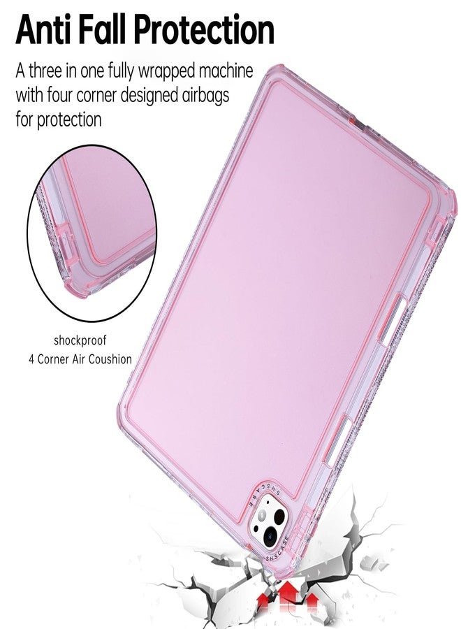 Dteck for iPad Pro/Air 13-Inch (M4/M3/M2) Clear Case 2025/2024 with Charging Pencil Holder Slot, Screen Protector Film/Stylus Included, Slim Lightweight Transparent Back Protective Cute Cover, Pink - Image 2