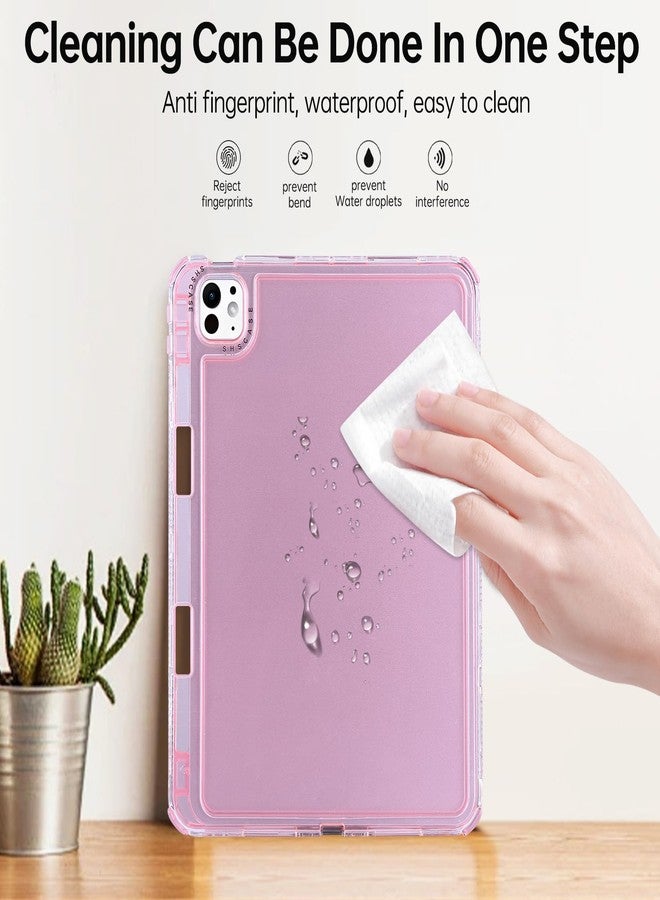 Dteck for iPad Pro/Air 13-Inch (M4/M3/M2) Clear Case 2025/2024 with Charging Pencil Holder Slot, Screen Protector Film/Stylus Included, Slim Lightweight Transparent Back Protective Cute Cover, Pink - Image 3
