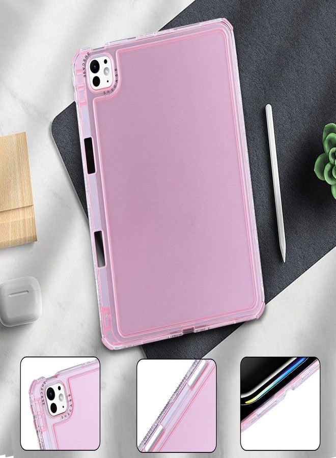 Dteck for iPad Pro/Air 13-Inch (M4/M3/M2) Clear Case 2025/2024 with Charging Pencil Holder Slot, Screen Protector Film/Stylus Included, Slim Lightweight Transparent Back Protective Cute Cover, Pink - Image 5