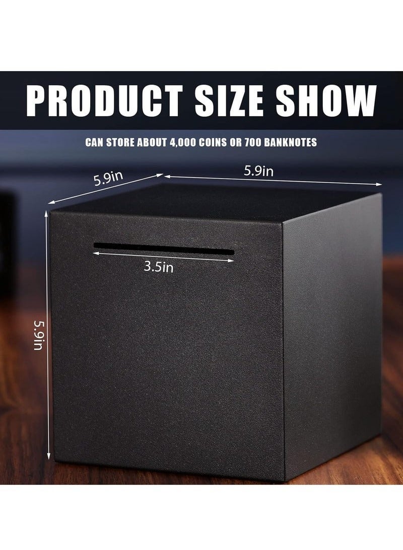 Bank for Adults, Stainless Steel Savings Bank to Help Budget and Save, Metal Money Bank Only Savings Box, Must Break to Access Money, 5.9"X5.9"X5.9" Black  - Image 4
