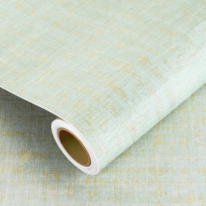 Wallink 30x120 Grasscloth Textured Wallpaper Peel and Stick GreenGold Faux Grasscloth Wallpaper Waterproof Faux Grass Cloth Wall Paper Peel and Stick Textured Contact Paper for Cabinets Shelf - Image 2