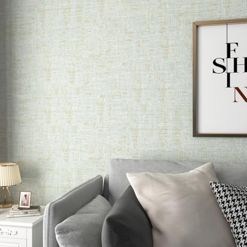 Wallink 30x120 Grasscloth Textured Wallpaper Peel and Stick GreenGold Faux Grasscloth Wallpaper Waterproof Faux Grass Cloth Wall Paper Peel and Stick Textured Contact Paper for Cabinets Shelf - Image 3
