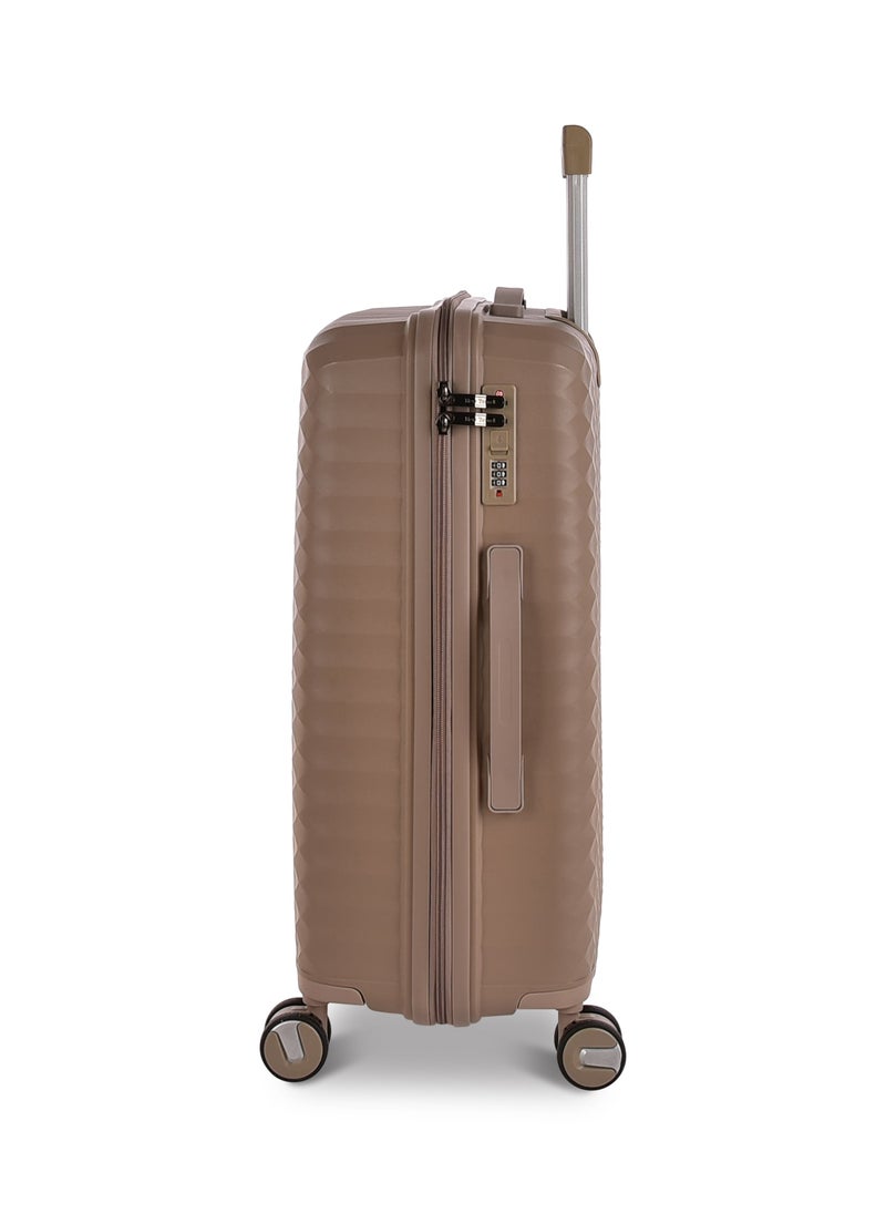 New Travel Luggage Set, Polypropylene (PP) Material, Hard Trolley Travel Bag with Carry On Cabin and Checked In Sizes, Combination Lock and 4 Double Wheels, Size 20/24/28 Inches, 162/3P