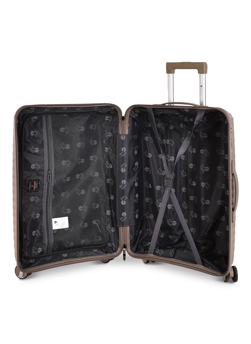 New Travel Luggage Set, Polypropylene (PP) Material, Hard Trolley Travel Bag with Carry On Cabin and Checked In Sizes, Combination Lock and 4 Double Wheels, Size 20/24/28 Inches, 162/3P
