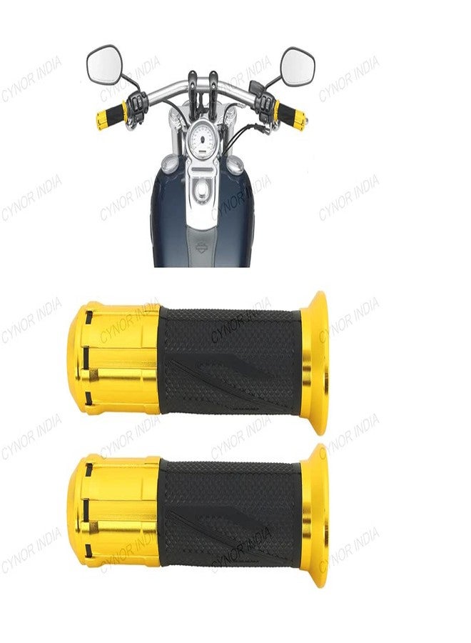 AUTOVEA Bike Rubber and Aluminium Handle Grip (Set of 2) (Golden) for Hero Pleasure - Image 1