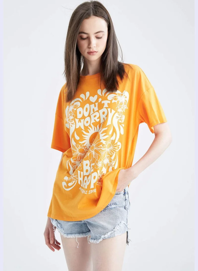 DeFacto Woman Oversize Fit Crew Neck Knitted Short Sleeve T-Shirt