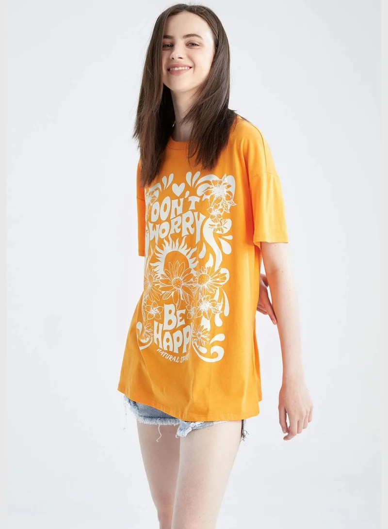 DeFacto Woman Oversize Fit Crew Neck Knitted Short Sleeve T-Shirt