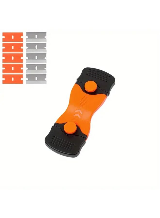 Double Edge Window Scraper Model A with 5 Metal and 5 Plastic Blades for Removing Decals Wallpaper Tags - Image 1
