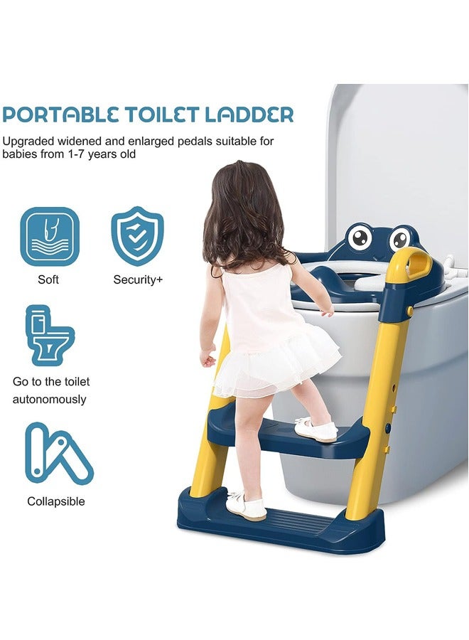 Arabest Potty Training Toilet Seat,Toddler Kids Potty Training Seat with Adjustable Height Non-Slip Step Ladder Splash Guard,2 in 1 Foldable Seat Anti-Slip Pad Safe Handles for Boys and Girls - Image 4