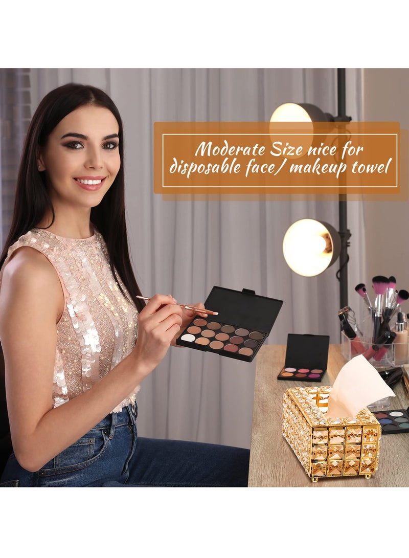 Elegant Gold Crystal Tissue Box, Sparkling Rectangular Napkin Holder for Bathroom, Kitchen and Dining Room Decor - Image 5