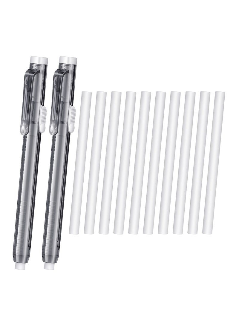مجموعة أقلام ممحاة ميكانيكية قابلة للسحب - 12 قطعة مع 10 إعادة تعبئة للمدرسة، المكتب، الفن، والكتابة - مثالية للطلاب، المعلمين، البالغين، والأطفال. - Image 1