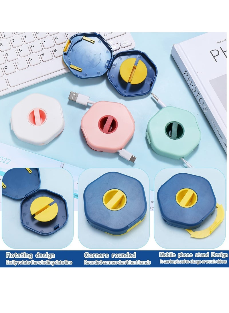 KASTWAVE 8PCS Cable Management Retractable Cord Organizer, 2 in 1 Cord Organizer Wire Organizer Cord Holder Small Winder Case Phone Holder for Solving Tangles, Headset, Office, Home Supplies - Image 2