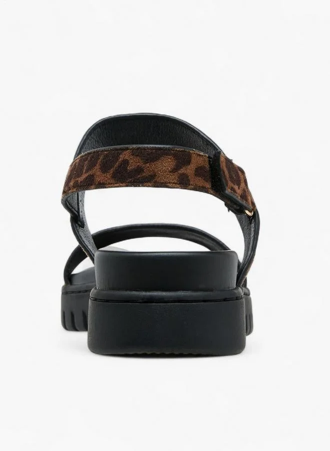Celeste BROWN Women'S Animal Print Sandals With Hook And Loop Closure for Women | Best Price UAE