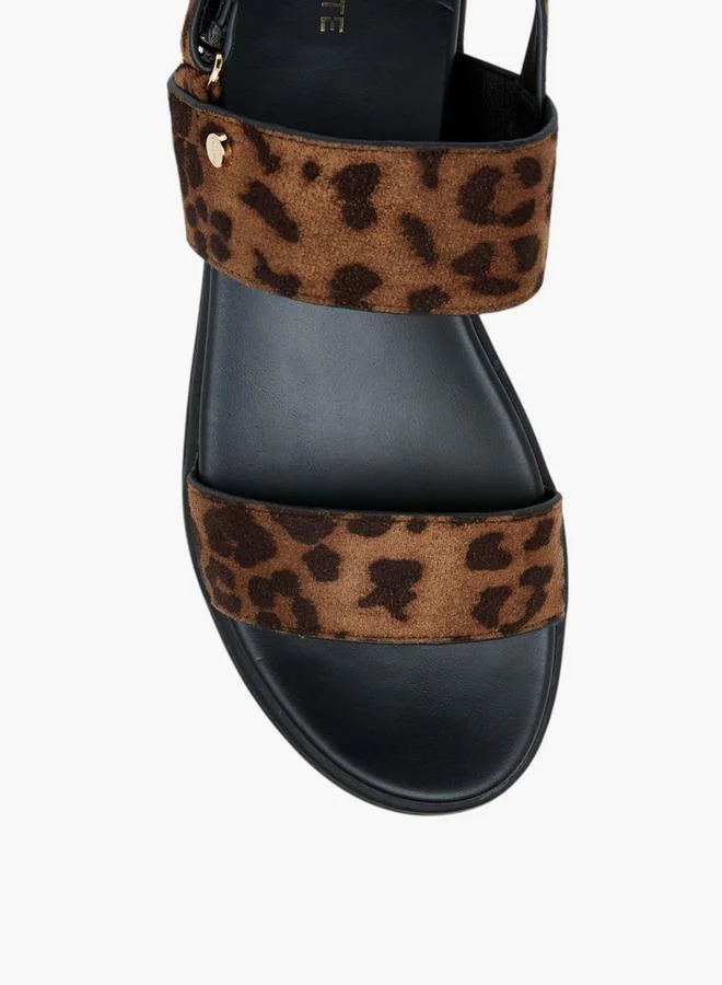 Celeste BROWN Women'S Animal Print Sandals With Hook And Loop Closure for Women | Best Price UAE