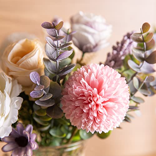 Aubcee Fake Flowers with Vase, Faux Peony Silk Flowers for Home Decor,Fake Flowers with Vase for Coffee Table Decor,Living Room Bathroom Plant Decor, Centerpiece Table Decorations - Image 5