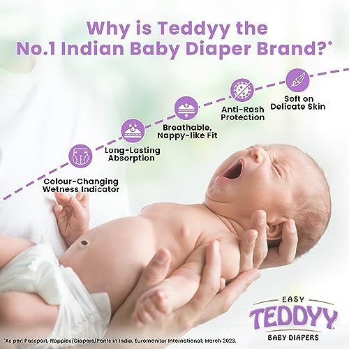 TEDDYY Easy Baby L Size Diaper Tape Style |120 Count (Large) | 9-13 kgs (Pack of 2) | Quick Absorbency | Extra Super Soft | Anti - Bacterial | Wetness Indicator with Adjustable Grip Tapes - Image 2