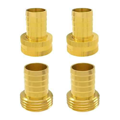 Hooshing 3/4" Garden Hose Repair Kit Solid Brass Male and Female Hose End Mender Fitting with Clamps - Image 5