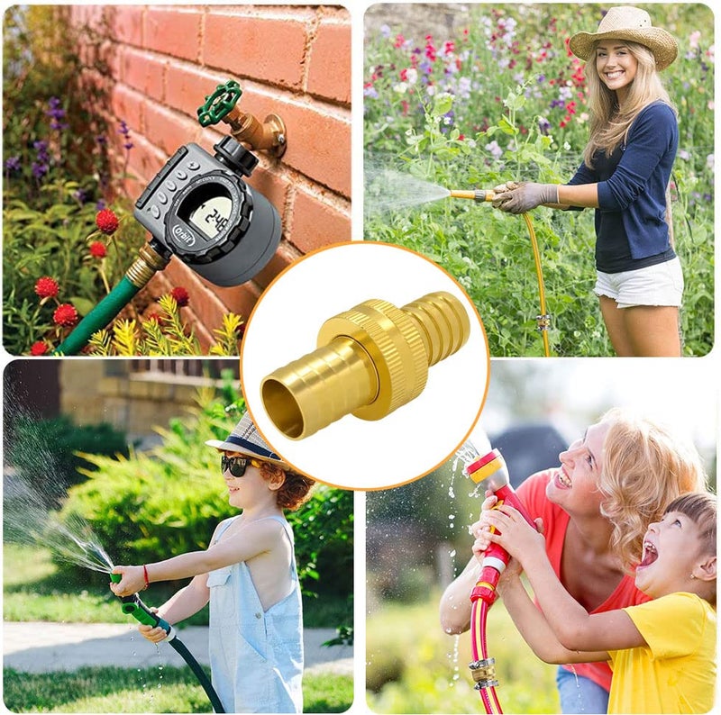 Hooshing 3/4" Garden Hose Repair Kit Solid Brass Male and Female Hose End Mender Fitting with Clamps - Image 3