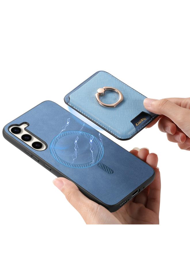 اس-توب جراب لهاتف Samsung Galaxy S23+ 5G بتصميم كلاسيكي متقاطع من الجلد مع حلقة إدخال عمودية وحقيبة بطاقات وحافظة هاتف MagSafe - Image 4