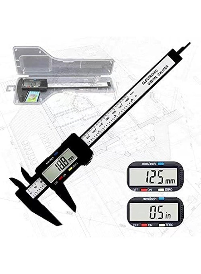 Digital Calipers,Electronic Digital Calipers, LCD Screen displays 0-6"Caliper Measuring Tool,inch and Millimeter Conversion, Suitable for Jewelry Measurement and 3D Printing - Image 2