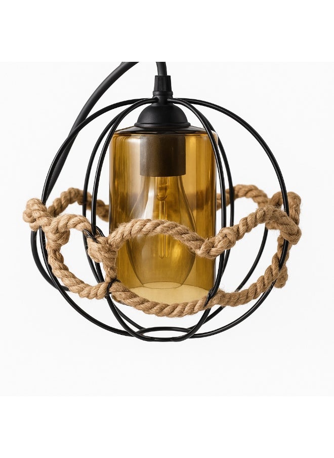 Generic Hanging chandelier with a spherical design made of iron and natural rope - warm lighting for offices and modern decor 887 
