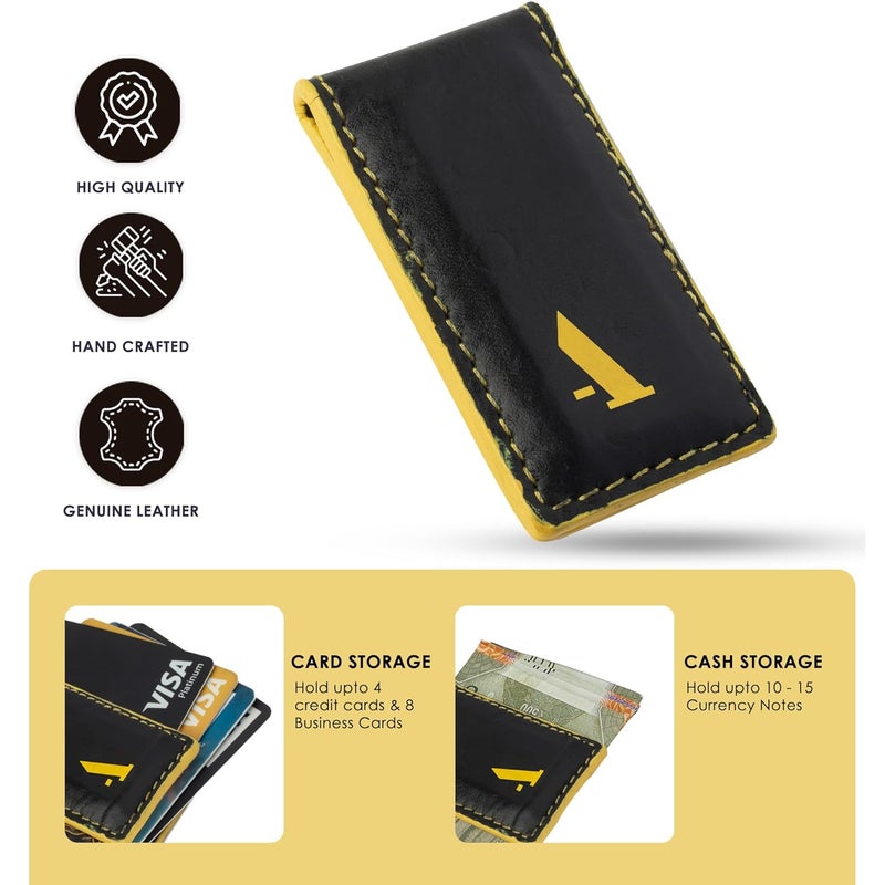 Adamis Slim Leather Money Clip and Card Holder for Men and Women W362 Black - Image 4