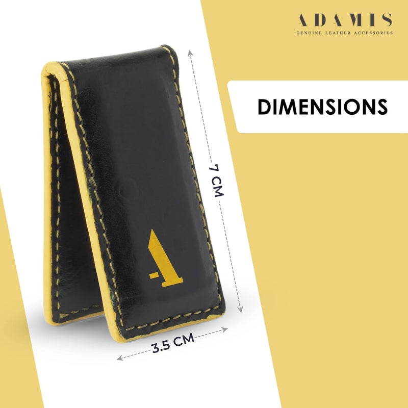 Adamis Slim Leather Money Clip and Card Holder for Men and Women W362 Black - Image 3
